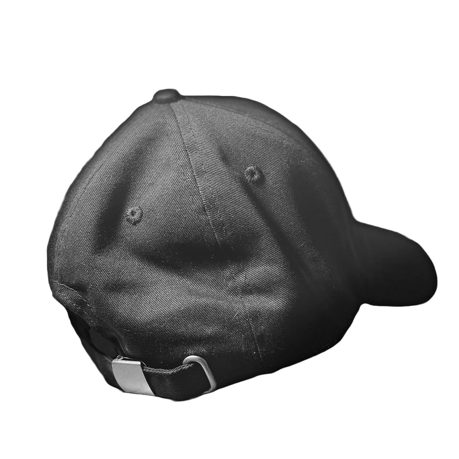 Close-up of the back buckle of a silk-lined hat, highlighting the adjustable feature.